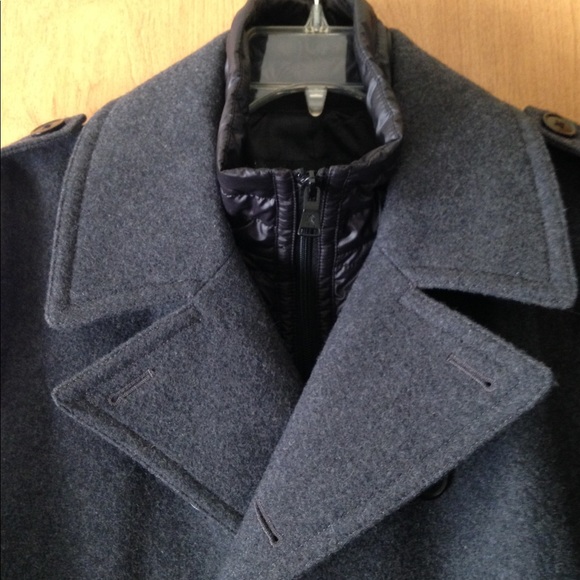 Express Men's Double-Breasted Gray Peacoat - Picture 2 of 8